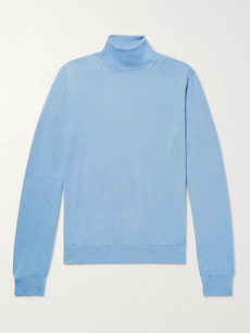 Berluti Cashmere And Mulberry Silk-blend Rollneck Sweater In Light Blue
