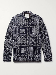SACAI QUILTED PRINTED COTTON-CORDUROY SHIRT - MIDNIGHT BLUE