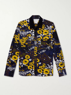 Sacai Floral-print Cotton-corduroy Shirt - Navy