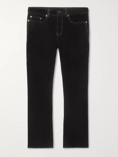 Saint Laurent Velvet Bootcut Jeans In Black