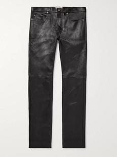 Saint Laurent Skinny-fit Leather Trousers In Black