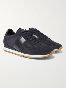 TOM FORD ORFORD LEATHER-TRIMMED SUEDE SNEAKERS