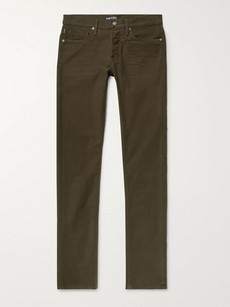 Tom Ford Slim-fit Stretch-cotton Moleskin Trousers In Army Green | ModeSens