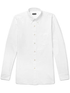 TOM FORD SLIM-FIT BUTTON-DOWN COLLAR COTTON OXFORD SHIRT - WHITE