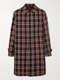UNDERCOVER REFLECTIVE-TRIMMED CHECKED WOOL COAT - BLACK
