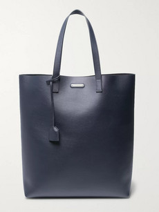 Saint Laurent Leather Tote Bag In Blue