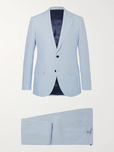 Husbands Light-blue Slim-fit Linen Suit