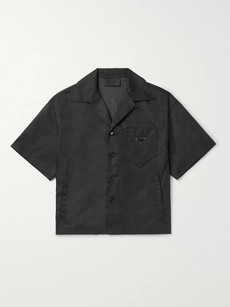 Prada Camp-collar Nylon-gabardine Shirt In Black | ModeSens