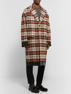 Prada Oversized Rubber-Trimmed Checked Wool-Blend Coat