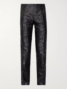 Dolce & Gabbana Slim-fit Silk-jacquard Trousers - Black