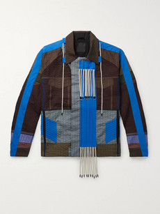 CRAIG GREEN QUILTED PANELLED COTTON-POPLIN AND SHELL JACKET - BLUE