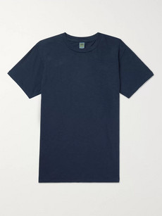 Velva Sheen Slim-fit Slub Cotton-jersey T-shirt In Navy