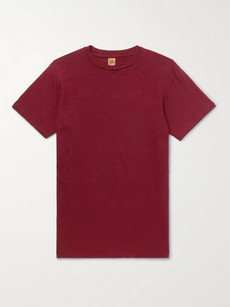 Velva Sheen Slub Cotton-jersey T-shirt - Burgundy