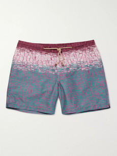Thorsun Clay Slim-fit Mid-length Printed Swim Shorts - Red
