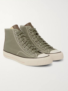 Visvim Skagway Leather-trimmed Canvas High-top Sneakers In Green