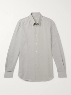 Caruso Slim-fit Button-down Collar Puppytooth Cotton Shirt - Gray