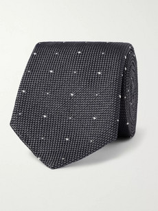 Richard James 8cm Polka-dot Silk-grenadine Tie In Gray