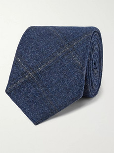 Altea 8.5cm Checked Wool, Silk And Cashmere-blend Tie In Blue