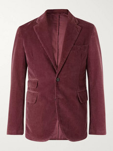Man Burgundy Cotton-corduroy Suit Jacket - Burgundy