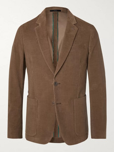 Paul Smith Olive Slim-fit Cotton-corduroy Suit Jacket In Brown