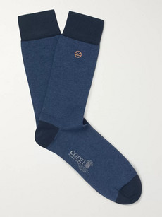 Kingsman + Corgi Striped Cotton-blend Socks In Blue