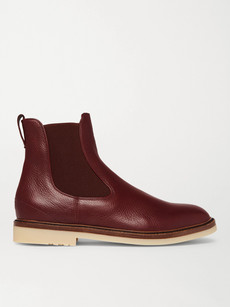 Loro Piana Winter Beatle Walk Full-grain Leather Chelsea Boots In Brown