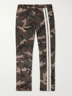 VALENTINO STRIPED CAMOUFLAGE-PRINT JERSEY DRAWSTRING TROUSERS