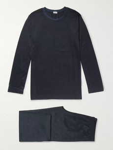 Zimmerli Pinstriped Cotton-jersey Pyjama Set - Blue