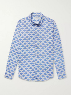 Pink House Mustique Printed Inen Shirt - Blue
