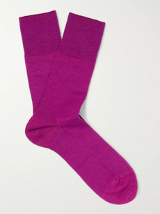 Falke Airport Virgin Wool-blend Socks In Magenta