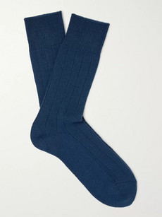 Falke Lhasa Ribbed-knit Socks In Blue