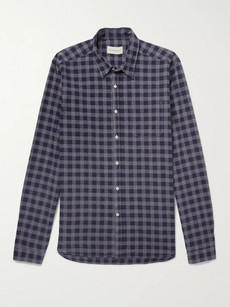 OLIVER SPENCER NEW YORK SPECIAL CHECKED COTTON-FLANNEL SHIRT - NAVY