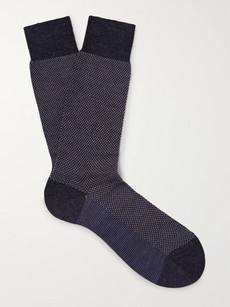 Pantherella Blenheim Birdseye Merino Wool-blend Socks - Dark Gray