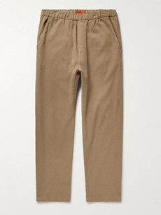 Barena Venezia Cropped Tapered Stretch-cotton Twill Drawstring Trousers - Tan