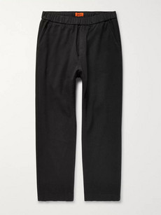Barena Venezia Cropped Tapered Stretch-cotton Twill Drawstring Trousers - Black