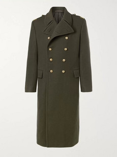 Ralph Lauren Double-breasted Wool Coat In Dark Green