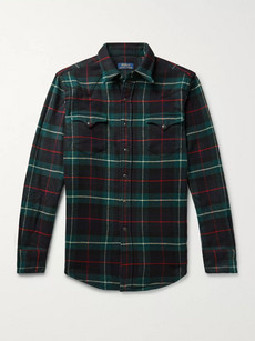 Polo Ralph Lauren Checked Wool-flannel Overshirt In Blue