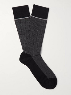 Marcoliani Herringbone Pima Cotton-blend Socks - Gray - One Siz