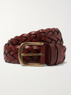 Anderson & Sheppard 3.5cm Brown Woven Leather Belt