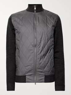 Dunhill Links Bunbury Quilted Shell And Wool Bomber Jacket In Gray