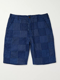 Universal Works Wide-leg Panelled Indigo-dyed Cotton Shorts - Indigo
