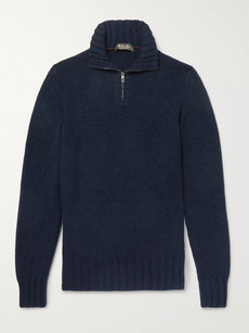Loro Piana Baby Cashmere Zip-up Sweater In Navy