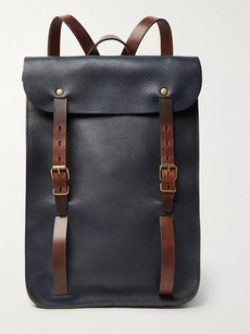 Bleu De Chauffe Full-grain Leather Backpack In Navy