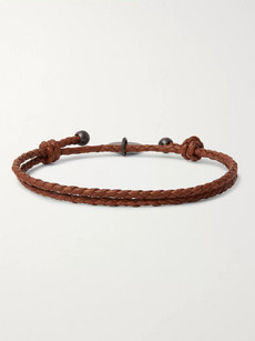 Bottega Veneta Intrecciato Leather Wrap Bracelet In Brown