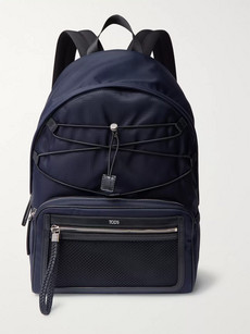 Tod's Leather-trimmed Canvas Backpack In Navy