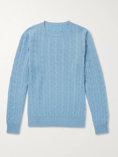 Anderson & Sheppard Cable-knit Cashmere Sweater In Light Blue