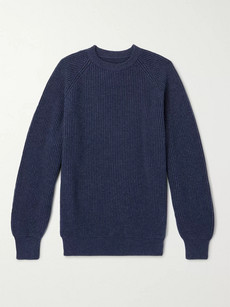 Anderson & Sheppard Ribbed Cashmere Weater - Navy