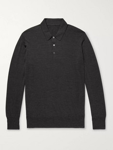 Anderson & Sheppard Knitted Wool Polo Shirt - Charcoal
