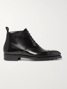 George Cleverley William Cap-toe Horween Shell Cordovan Leather Boots In Black