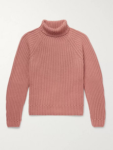 Berluti Ribbed Cashmere Rollneck Sweater In Pink
